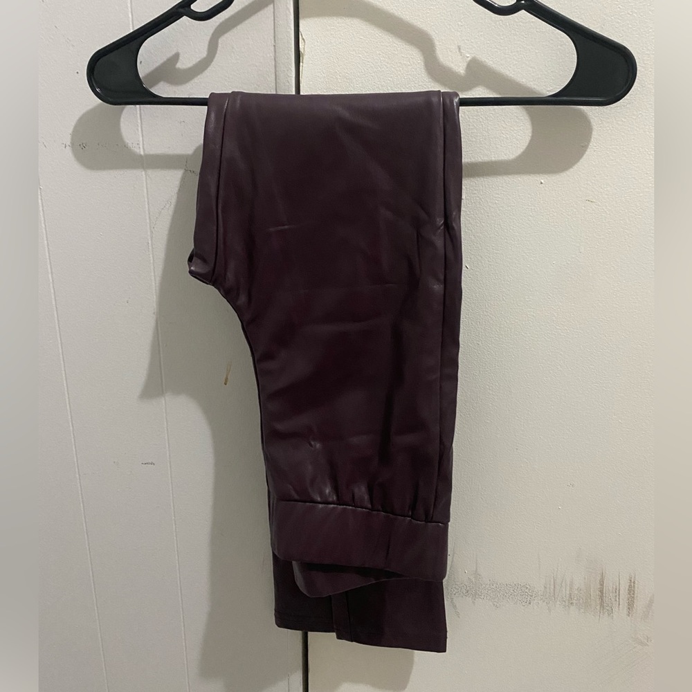 Burgundy / Maroon Leather comfortable pants trousers XS S size